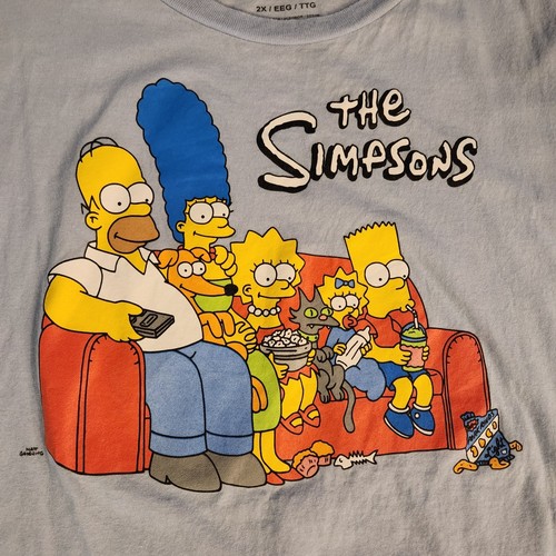 The Simpsons T Shirt Tee Family Couch Men's XXL Blue 