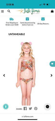 Lulita By Luli Fama Girls’ Artwork Printed Bikini And Coverup Set - Size 4 Med - Picture 12 of 12