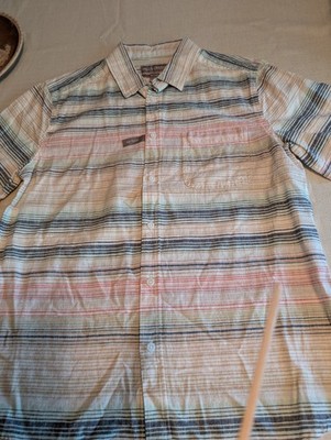 Men's Linen Blend Button Down Short Sleeve No Tuck Shirt Size M