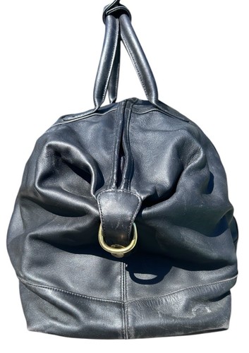 Vintage Coach Black Leather Boston Large Weekender Duffle Bag No Shoulder Strap - Picture 2 of 11