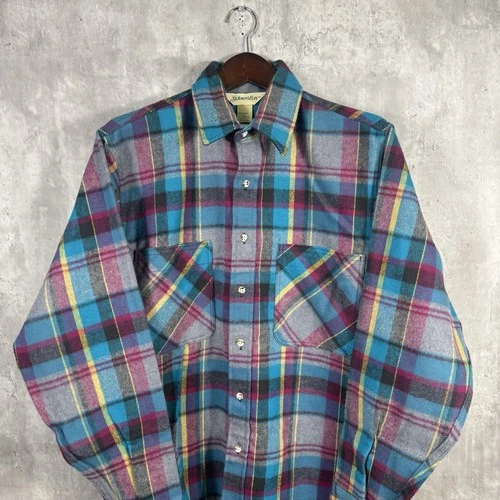 Vintage St Johns Bay Shirt Mens Medium T Flannel Colorful Made In USA Plaid 90s - product listing photo