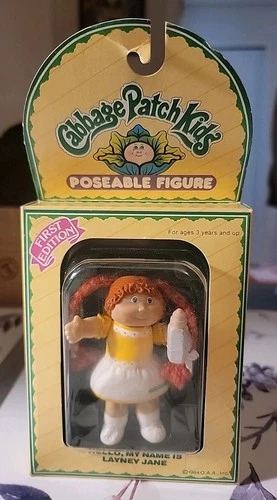 1984 Cabbage Patch Kids 1st Edition 4" Poseable Figure Layney Jane (In Open Box)