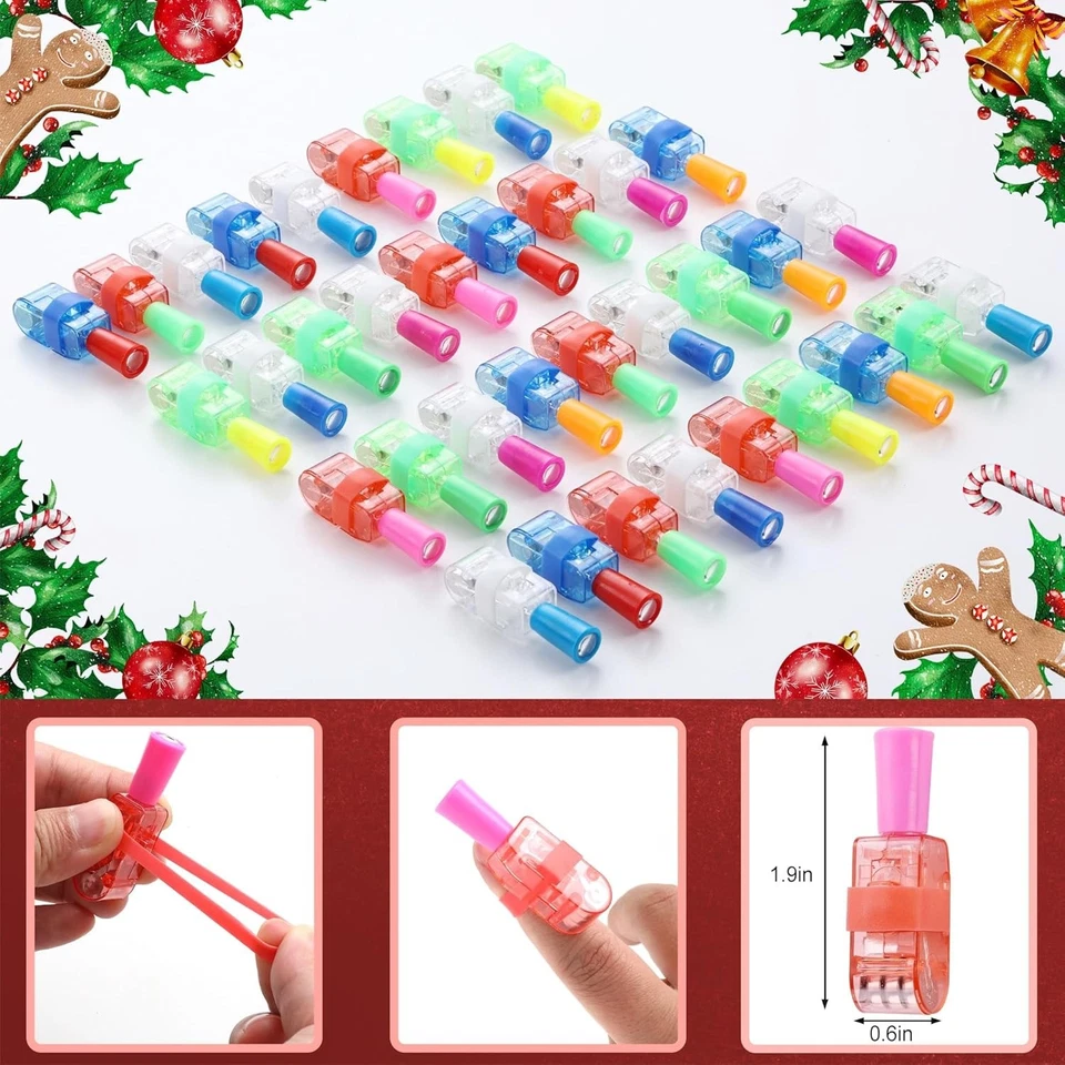 Favores de fiesta de Navidad para niños, 36 piezas luces LED para dedos almacenamiento de Navidad Foto 3 de 4
