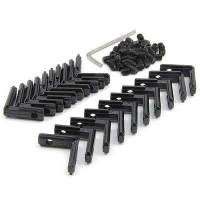 20PCS Black T Slot LShape 90 Degree Interior Inside Corner Connector 2020
