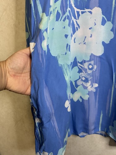 NATORI blau Blumen Boho Chic Tunika Kleid Taschen Frühling Resortwear Urlaub XL - Bild 6 von 13