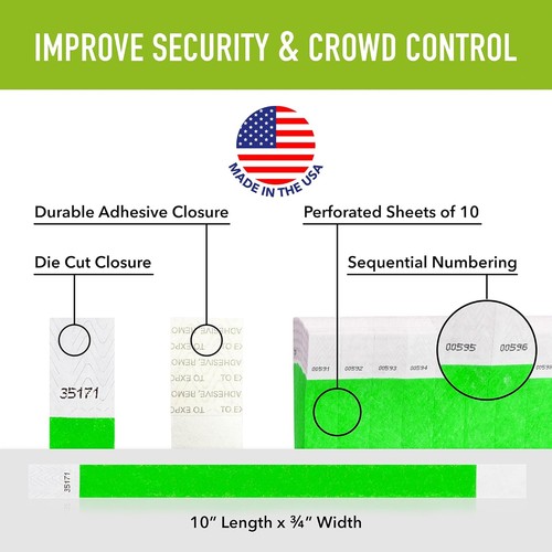 100 WristCo Tyvek Wristbands Color Variety 10" x ¾", 10 Pack  - Picture 2 of 7