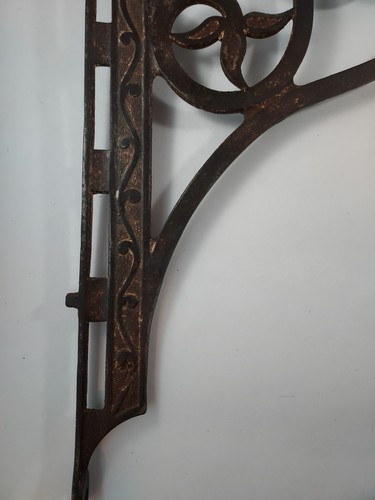 Antique Victorian Cast Iron Pair Mounting Brackets Hanger Wall Marble Sink Shelf - Picture 5 of 19