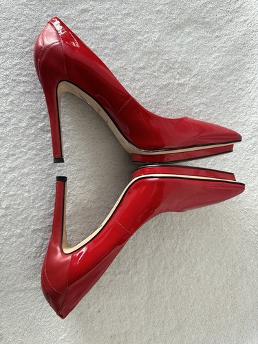 Brian Atwood red patent leather pumps size 8 hot red heels EUC - Picture 6 of 9