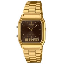 Casio AQ-230GA-5AMQY Retro Gold Vintage Watch Analog Digital Unisex Stainless