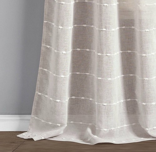 Set of 2 (108"x38") Farmhouse Textured Grommet Sheer Window Curtain Panels T24 - Picture 4 of 8