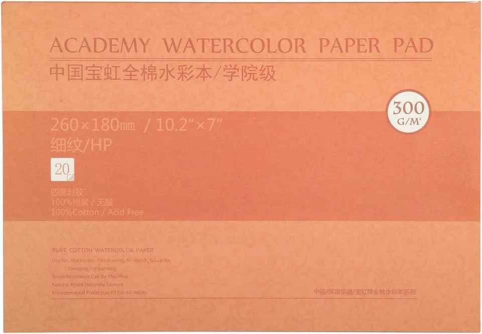 20 Sheet Cotton Watercolor Paper Block - 10x7 Smooth Surface, 140lb Strength - image 3 of 4