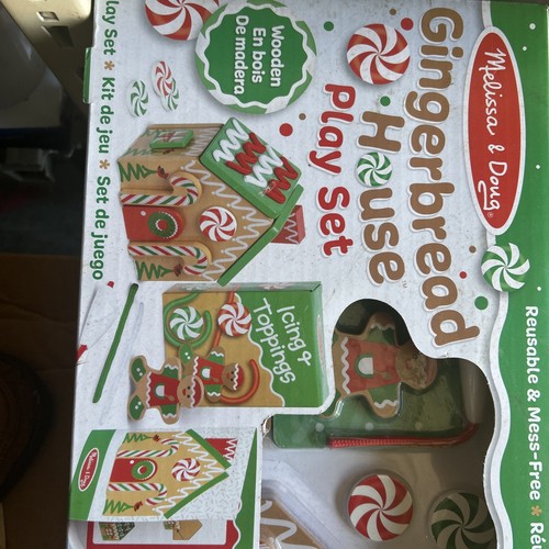 Melissa & Doug Holz Lebkuchenhaus Spielset 38 Teile Wiederverwendbar NEU Versiegelt