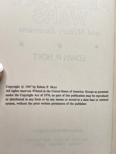 America's Wars Military Excursions Hoyt HC Hardcover Book DJ 1987 BCE - Picture 3 of 10