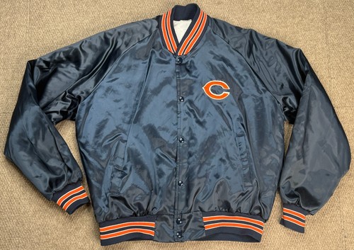 Chalk Line Vintage NFL Chicago Bears Lined Satin Bomber Jacket Size Large - Picture 1 of 6