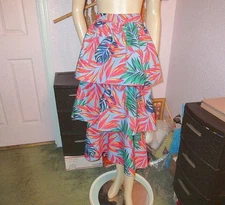 Tabitha Brown Tiered Midi Skirt Size 2X Pull On Lined Ruffle Tropical Resort NWT