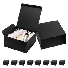 Black Gift Boxes with Lids 8x8x4 Inches 10 Pack Groomsmen Proposal Cardboard ...