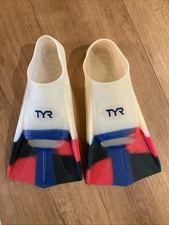 TYR Stryker Silicone Swim Fin for Racing Training 10-11 X-Large Red White Blue
