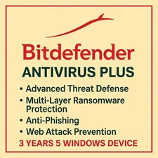 Bitdefender Antivirus Plus - 3 Years 5 Windows Devices