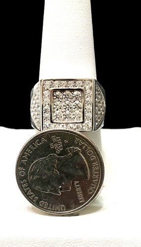 Mens ICED OUT 925 Solid Sterling Silver Micro Pave CZ HIP HOP Ring Size 9 NEW - Picture 6 of 8