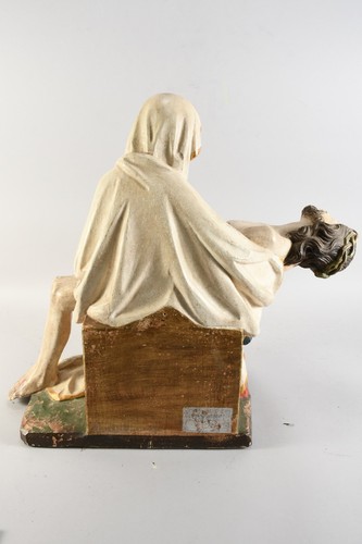 H09E32- Michael Haimerl Pieta Sculpture Wood Carved Monogr. & dat. 1984 - Picture 10 of 12
