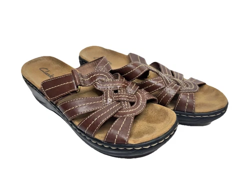 Sandali donna Clarks pieghevoli in pelle marrone taglia 8