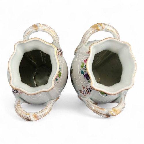 Victorian Samson Paris Pair Floral Porcelain Vases, Raised White Enamel, c.1850 - Picture 5 of 8