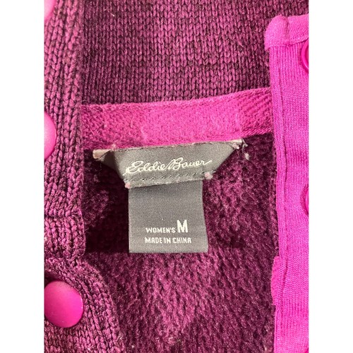 Eddie Bauer Womens Pullover Fleece Top Purple Magenta Snap Button Mock Neck M - Picture 4 of 6