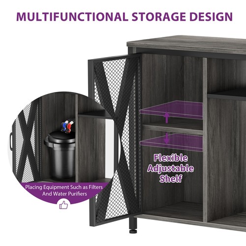 Soporte de acuario gris de 40-50 galones con luz LED gabinete de almacenamiento de 3 niveles - Imagen 6 de 7