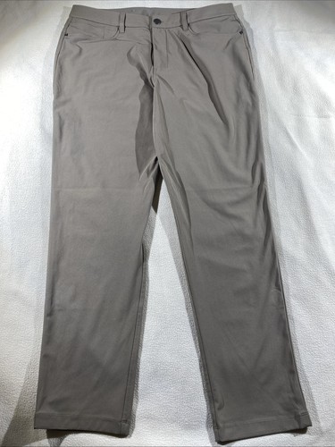 Pantaloni Lululemon ABC Classic 5 tasche da uomo taglia 36x32 zip Fly chino kaki LM5AQ9S - Foto 3 di 9