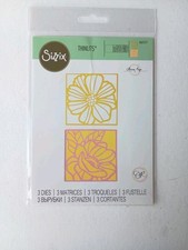 Sizzix Thinlits Dies Floral Card Fronts 665177  3 Dies Flower Squares Rare Dies