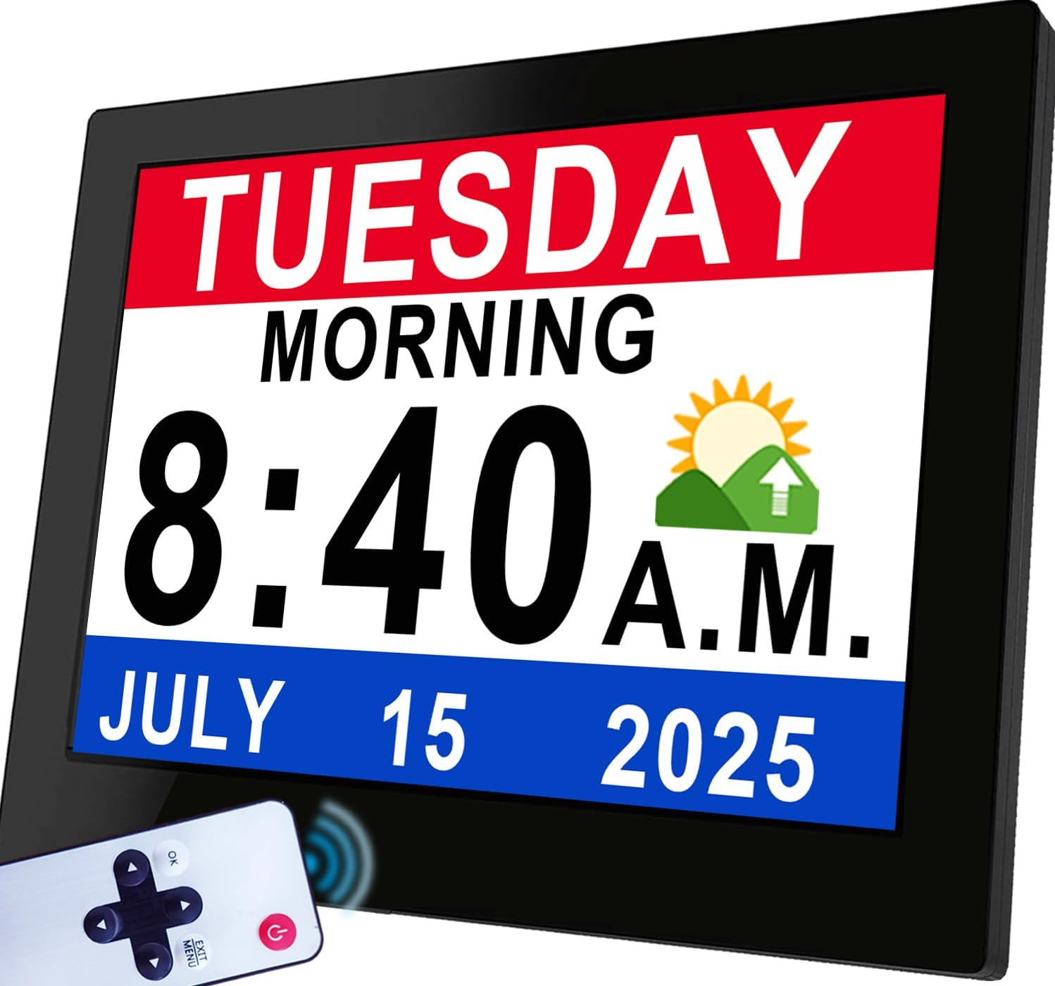 8 Inch Large Display, Auto Dst, 10 Levels Auto Dimmable