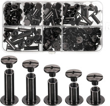 80 Sets Chicago Screw Leather Rivets Assorted Kit Chicago Binding Screws 5 Sizes