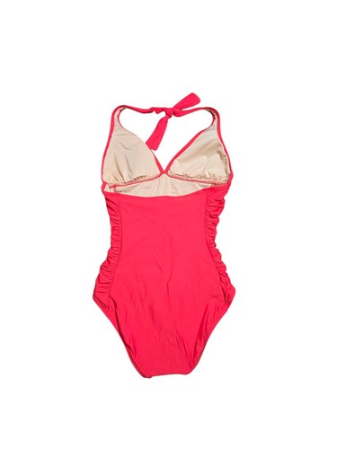 J. Crew B6757 Pinkish Red Ruched Halter Top One Piece Women's Swimsuit Size 8 - Picture 5 of 13