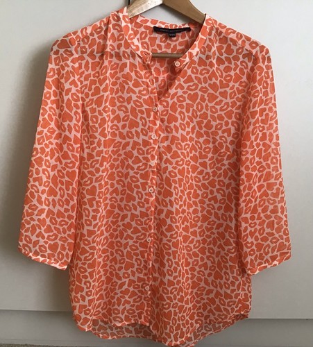 ❤️FRENCH CONNECTION ❤️Heart & Lip Bluse Neon Orange ~ UK 8 NEU ❤️
