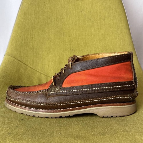 YUKETEN Botas Chukka con Cordones Cuero y Algodón Encerado Marrón Naranja Talla 9E - Imagen 4 de 8