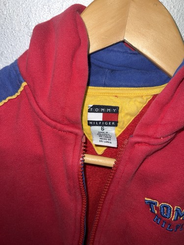 Vintage 1990s TOMMY HILFIGER YOUTH BOYS ZIP UP HOODIE SIZE Small - Picture 3 of 4