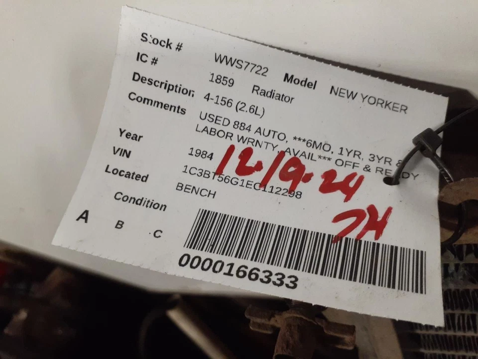 Radiador 4-156 compatible con 84-85 ARIES 583444 Foto 3 de 3