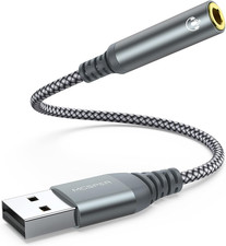 USB to 3.5Mm Audio Jack Adapter, External Sound Card Converter Compatible with H