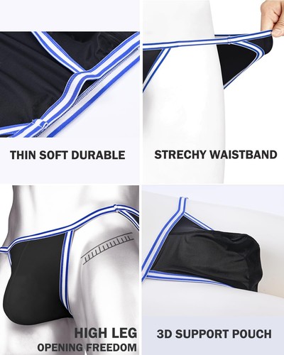 Men's Underwear Briefs Sexy Silk Low Rise Pouch Bikini Black L - Picture 4 of 7