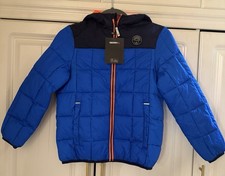 NWT Boys Gerry Blue / Orange Puffer Coat With Hood Size Small MSRP 45