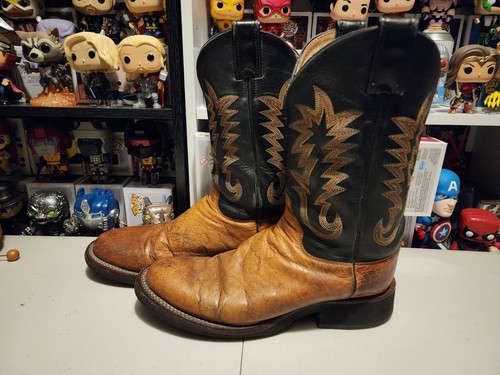 Mens Justin 5014 Tekno Crepe Cowboy Boots Smooth Ostrich Size 9 - Picture 3 of 9