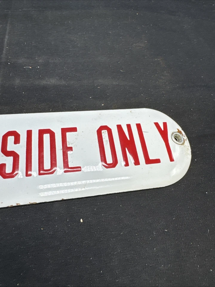 ANTIGUO LETRERO DE PORCELANA ORIGINAL USO ESTE LADO SOLO PLACA COMERCIAL METAL A3A Foto 4 de 4