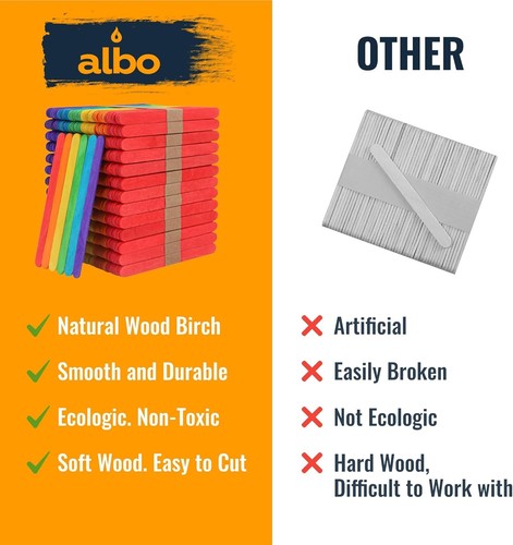 ALBO Wood Dowel & Craft Sticks – 25–1000 PCS for DIY, Cakes, Pops, Projects - Picture 72 of 75