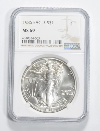 MS69 1986 American Silver Eagle NGC Brown Label *2181