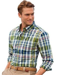 Hanes-Signature-Mens-Madras-Plaid-Shirt-style-T001968