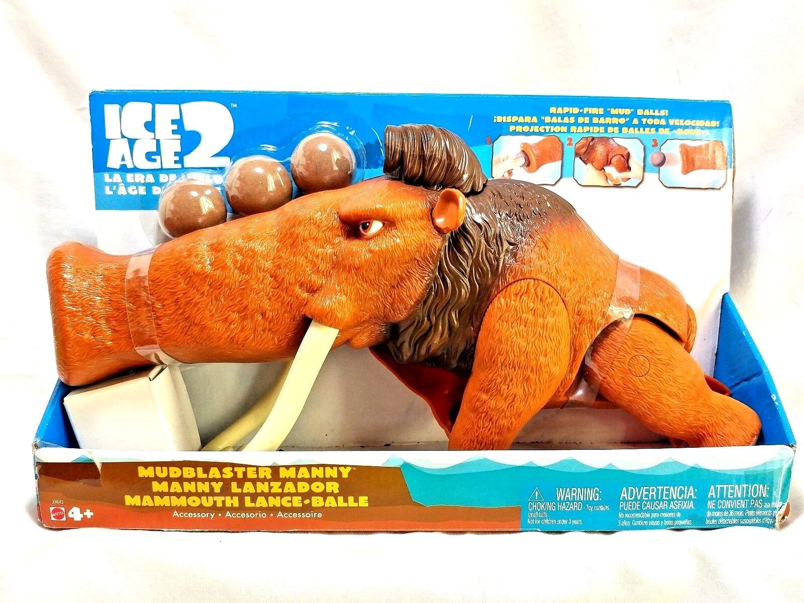 Mattel 2005 Ice Age 2 Mudbalster Manny Mammoth w Rapid Fire Mud Balls Figure Mattel 2005 Ice Age 2 Mudbalster Manny Mammoth w Rapid Fire Mud Balls Figure