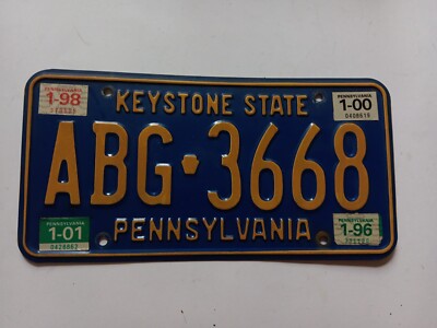 Vintage 1990's Pennsylvania Keystone Embossed License Plate PA Craft #B ...