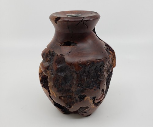 Vintage Rare Collectible BURLWOOD VASE for Home or Office Decor w / Glass Insert - Picture 6 of 11