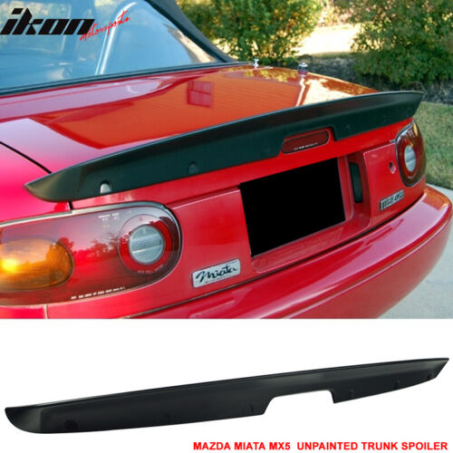 Convient 90-97 Mazda Miata KG Type 1 coffre arrière spoiler lèvre aile noire non peinte ABS - Photo 1/4