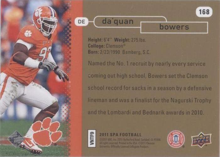 2011 SP Authentic Da'Quan Bowers #168